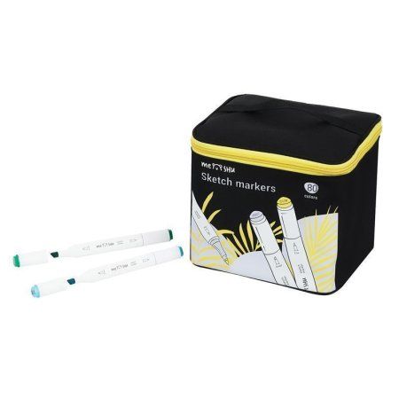Набор двусторонних маркеров для скетчинга MESHU 80 цв основные цвета, чехол на молнии RE-MS_53448