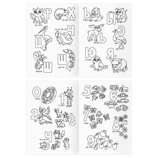 Раскраска А4 ТРИ СОВЫ "Учим буквы и цифры" 8 стр. RE-РА4_56246