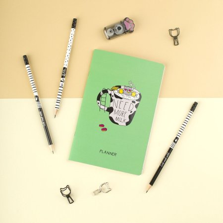 Планер недатированный 32л. 135 x 210 мм MESHU "Milk pool" на скобе, матовая ламинация, выб. лак RE-MS_53281