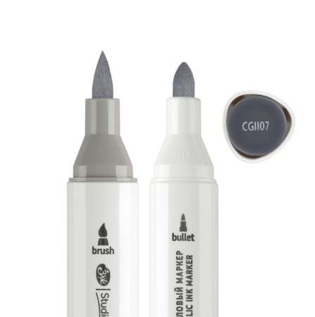 Маркер акриловый двусторонний СОНЕТ перо кисть/пуля 1 шт CGII07 серый тёмный NP-273-CGII07