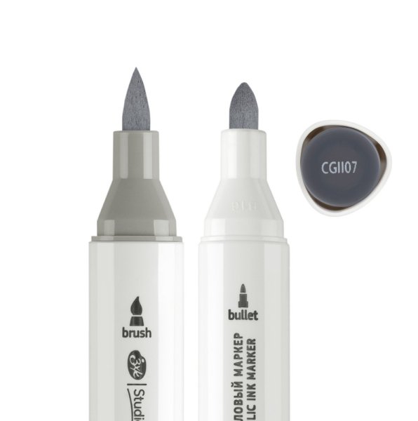 Маркер акриловый двусторонний СОНЕТ перо кисть/пуля 1 шт CGII07 серый тёмный NP-273-CGII07