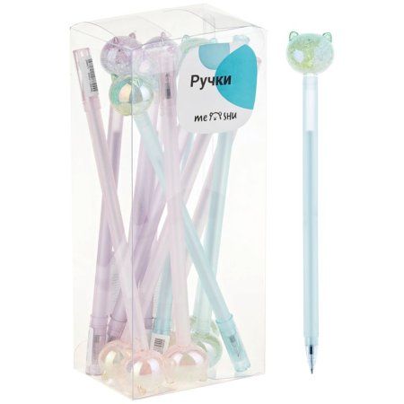 Ручка шариковая MESHU "Cute Cats" синяя, 0.7 мм, перламутр, софтач, ассорти RE-296411