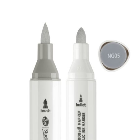 Маркер акриловый двусторонний СОНЕТ перо кисть/пуля 1 шт NG05 серая дымка NP-273-NG05