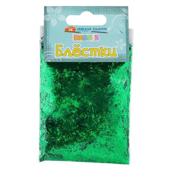 Блестки декоративные DECOLA размер 0.3 мм, 20 г, изумрудный радужный NP-W041-256-0,3