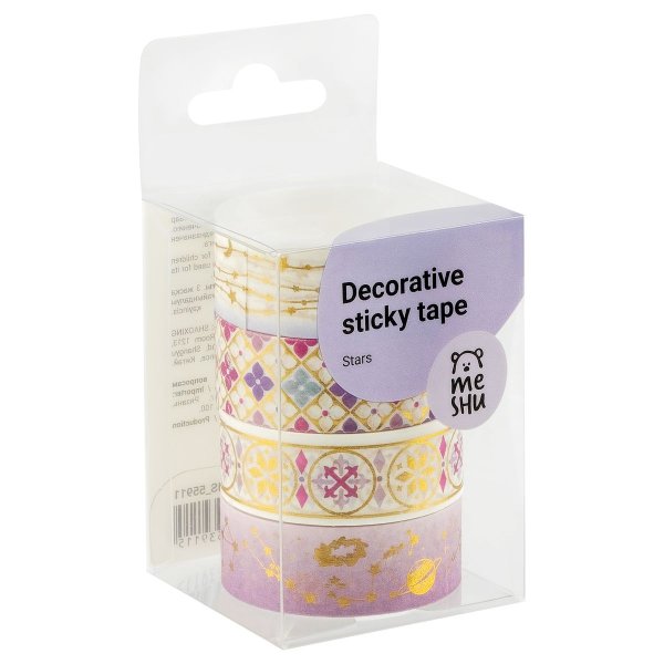 Набор клейких декоративных лент MESHU "Stars" 4 шт RE-MS_55911