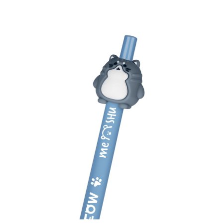 Ручка шариковая автоматическая MESHU "Fat cat" синяя, 0.7 мм, корпус ассорти, с топпером RE-MS_52366