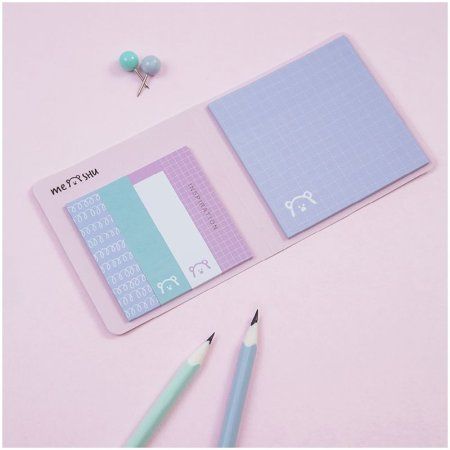 Флажки-закладки и самоклеящиеся блоки в наборе MESHU "Dew" 74 x 74 мм 60 x 15 мм по 25 л RE-MS_87491