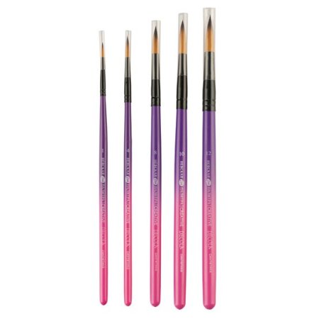 Набор кистей из двухцветной синтетики DECOLA №5, 5 шт (круглая, короткая ручка № 1, 4, 8, 10, 12) NP-11245409