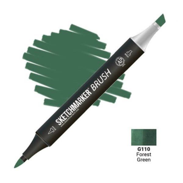 Маркер SKETCHMARKER Brush двухсторонний на спирт.основе G110 Зеленый лес MPSMB-G110