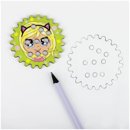 Спирограф для рисования ТРИ СОВЫ "Мода" дерево, 2 зубчатых колеса, 5 зубчатых кругов RE-СФ00006