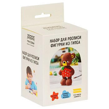 Набор для росписи из гипса ТРИ СОВЫ "Мишка-малыш" краски, кисть RE-НР_52925