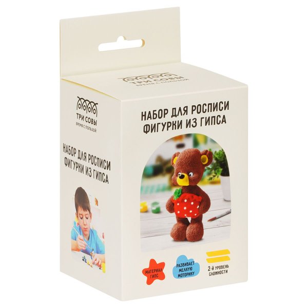 Набор для росписи из гипса ТРИ СОВЫ "Мишка-малыш" краски, кисть RE-НР_52925