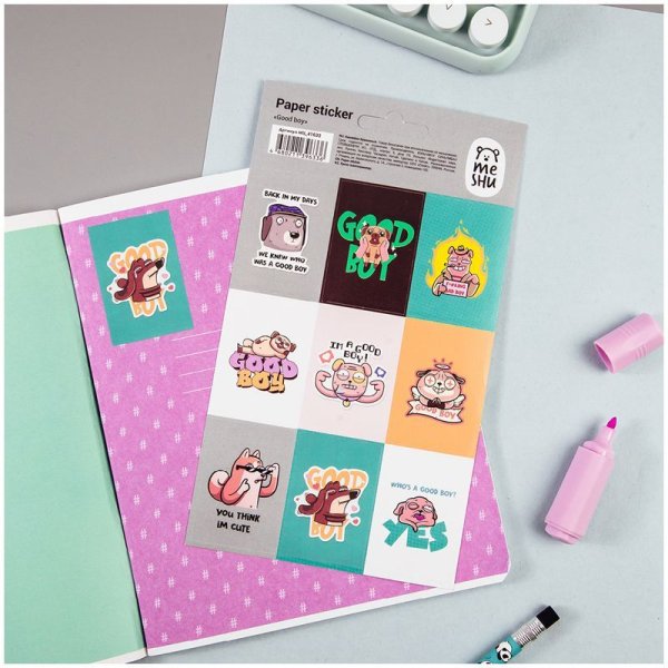 Наклейки бумажные MESHU "Good boy" 12 x 21 см RE-MS_41633