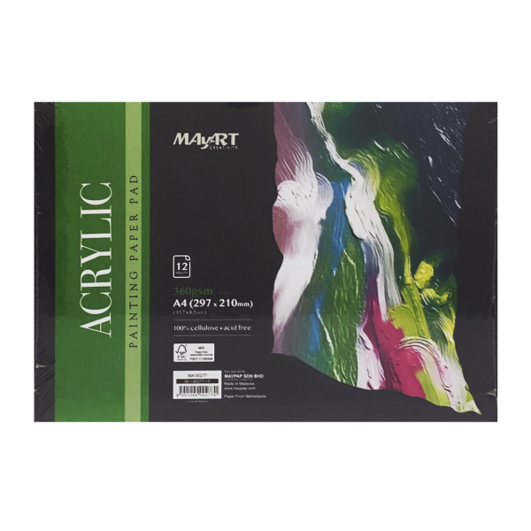 Альбом для акрила MayArt 360 г/м2 A4 297 x 210 мм 12 л, 100% целлюлоза, склейка MA00277