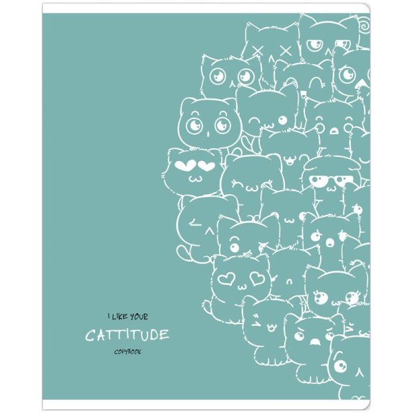 Тетрадь 48л. A5 клетка MESHU "Cat wave" матовая ламинация, выборочный УФ-лак RE-MS_43092