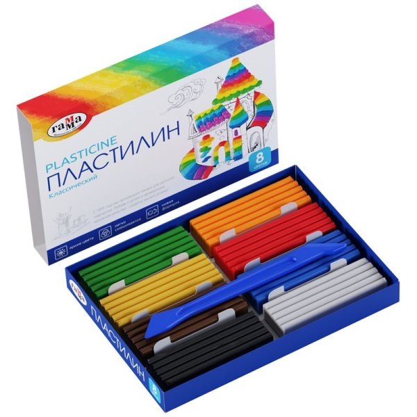 Пластилин ГАММА "Классический" 8 цв 160 г со стеком RE-281031