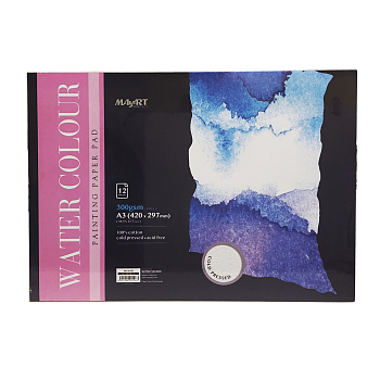 Альбом для акварели MayArt 300 г/м2 A3 420 x 297 мм 12 л, 100% хлопок, Фин, склейка MA00106