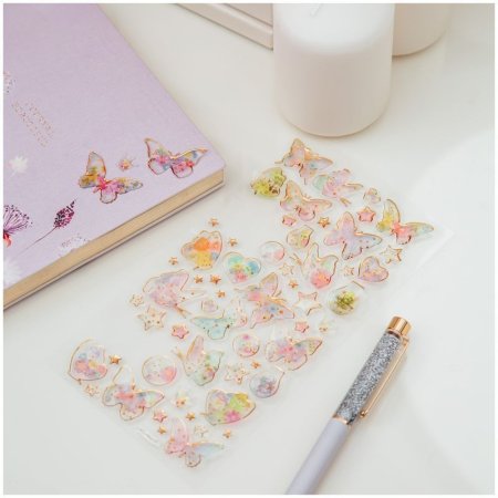 Наклейки гелевые MESHU "Rainbow butterflies" 10 x 22 см, 57 накл, инд. уп., европодвес RE-MS_36642