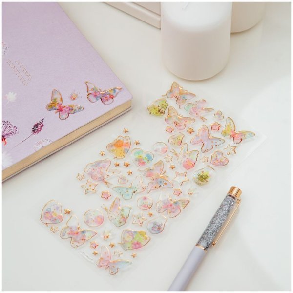 Наклейки гелевые MESHU "Rainbow butterflies" 10 x 22 см, 57 накл, инд. уп., европодвес RE-MS_36642