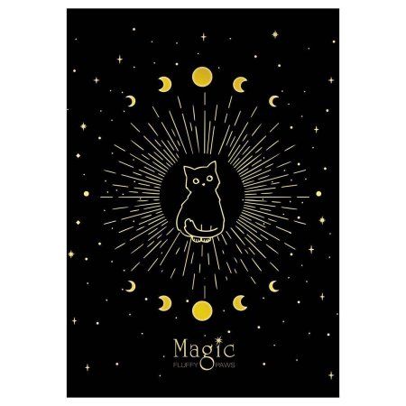 Тетрадь 80л. A5 клетка MESHU "Black cat" на гребне, двойная обложка, мат.ламин, фольгир. RE-MS_53951