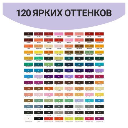 Набор двусторонних маркеров для скетчинга MESHU 120 цв основные цвета, чехол на молнии RE-MS_53462