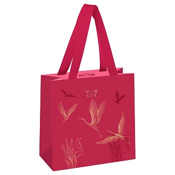 Пакет подарочный 20*20*10см MESHU "Мир журавлей", отд. фольгой, матовая ламинация RE-MS_51915