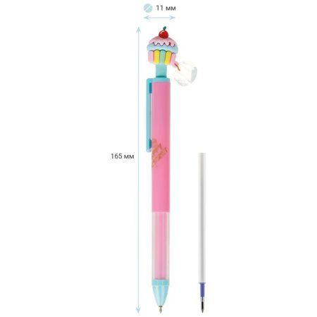 Ручка шариковая автоматическая MESHU "Sweets" синяя, 0.5 мм, грип, корпус ассорти RE-MS_60980