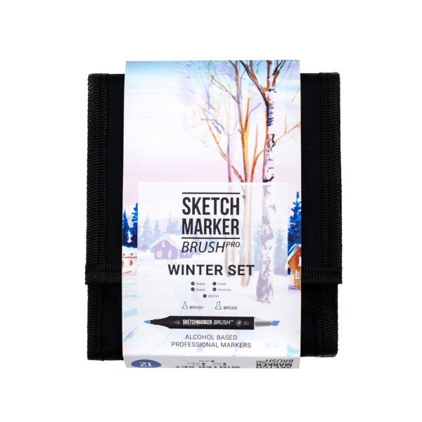 Набор маркеров SKETCHMARKER Brush Winter Set 12 шт зима + сумка органайзер MPSMB-12WINT