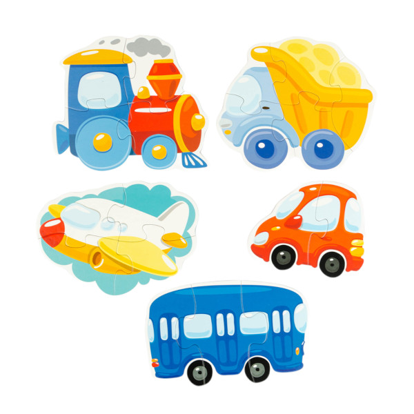 Контурный пазл Baby Toys "Транспорт" 5 карт. 15 элементов KOR-04118