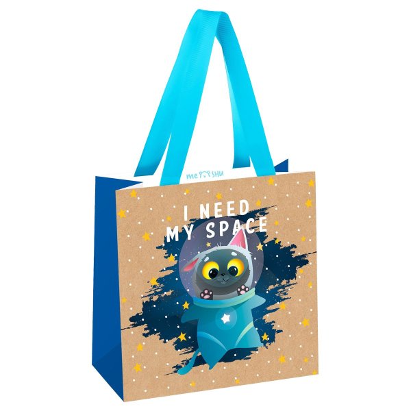Пакет подарочный 20 x 20 x 10 см MESHU "Мой космос" выборочный лак, крафт RE-MS_51785