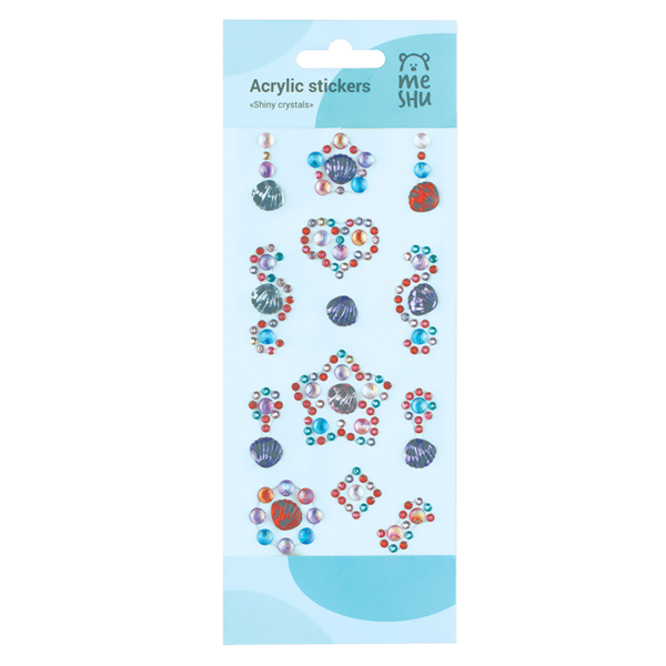Наклейки акриловые MESHU "Shiny crystals", 23*9см, стразы, 140 наклеек, инд. уп., европодвес RE-MS_36668