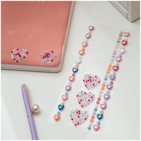 Наклейки акриловые MESHU "Bright hearts", 25*7,8см, стразы, 426 наклеек, инд. уп., европодвес RE-MS_36664