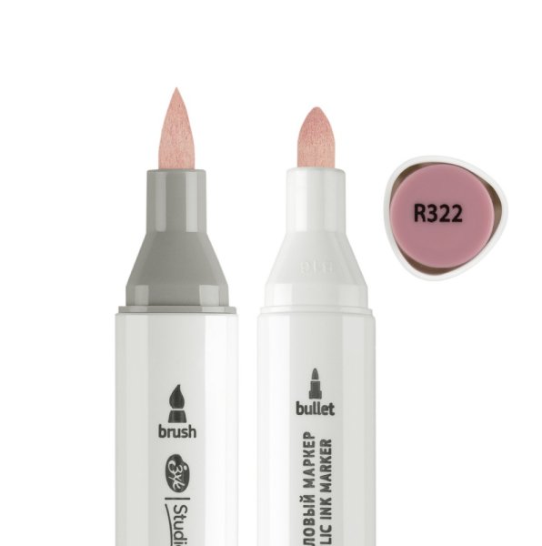 Маркер акриловый двусторонний СОНЕТ перо кисть/пуля 1 шт R322 розовый античный NP-273-R322