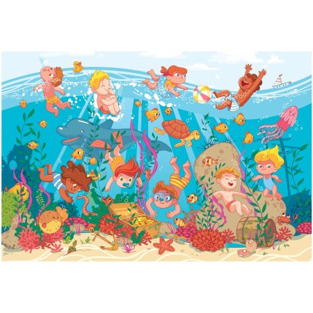 Пазл ТРИ СОВЫ 104 с заданием "Морское развлечение" RE-ПК104_54556