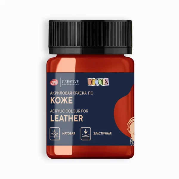 Краска акриловая по коже DECOLA банка 50 мл, 331 Красная NP-26128331
