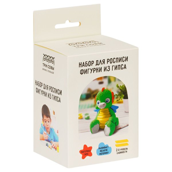 Набор для росписи из гипса ТРИ СОВЫ "Дракоша" краски, кисть RE-НР_52928