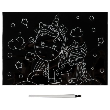 Гравюра с мультицветной основой ТРИ СОВЫ А5 "Милый единорог" RE-GA5_49948