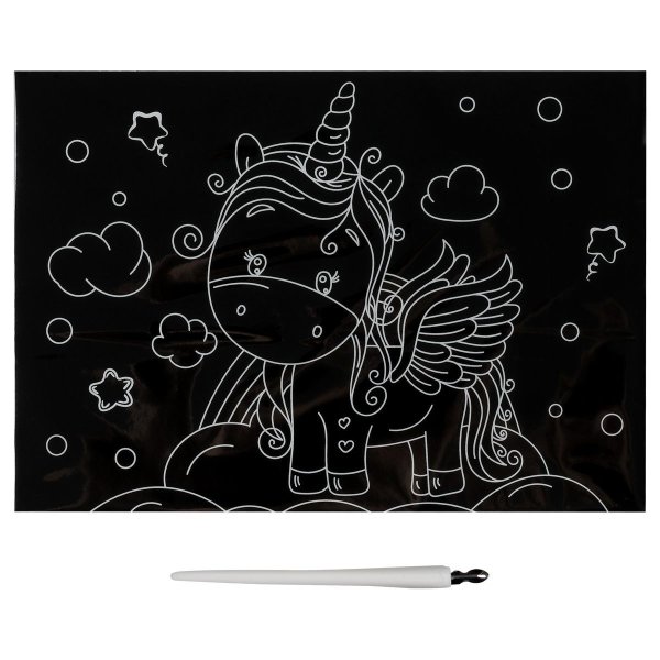 Гравюра с мультицветной основой ТРИ СОВЫ А5 "Милый единорог" RE-GA5_49948