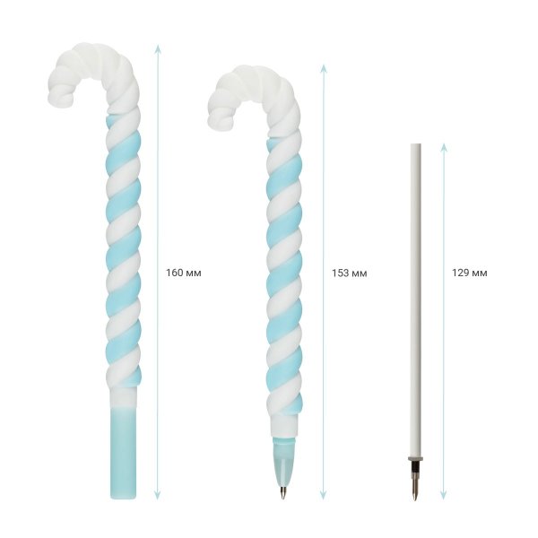 Ручка шариковая MESHU "Lollipop" синяя, 0.7 мм, корпус ассорти, с топпером RE-MS_02712