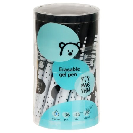 Ручка гелевая стираемая MESHU "Black&white" синяя, 0.5 мм, корпус ассорти, софт-тач RE-MS_54063