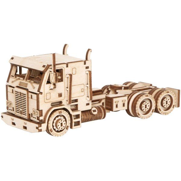 Конструктор деревянный ТРИ СОВЫ "Тягач" 14 x 5.8 x 6.5 см, 130 деталей, картонная коробка RE-ДКНС017