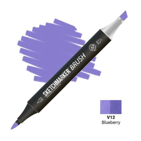 Маркер SKETCHMARKER Brush двухсторонний на спирт.основе V12 Голубика MPSMB-V12