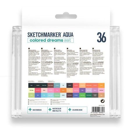 Набор акварельных маркеров SKETCHMARKER Aqua Colored Dreams 36 цв MPSMA-36CLDR