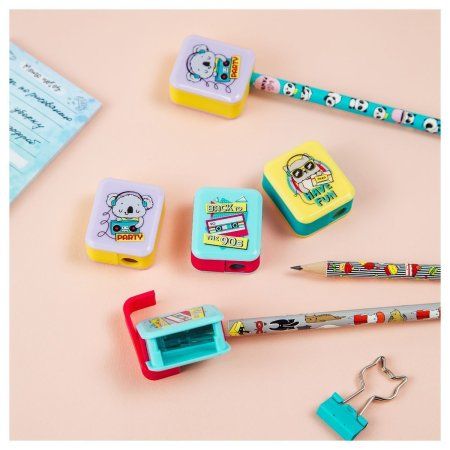 Точилка пластиковая MESHU "90s party" 1 отверстие, ассорти RE-MS_45327