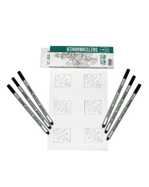 Набор капиллярных ручек SKETCHMARKER Artist fine pen Black 6 цв MPAFP-6BLCK