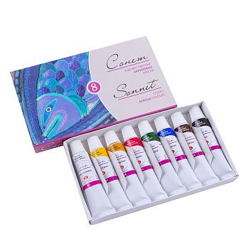 Набор акриловых красок СОНЕТ 8 шт х 10 мл, картон NP-2841096