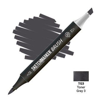 Маркер SKETCHMARKER Brush двухсторонний на спирт.основе TG3 Тонированный серый 3 MPSMB-TG3