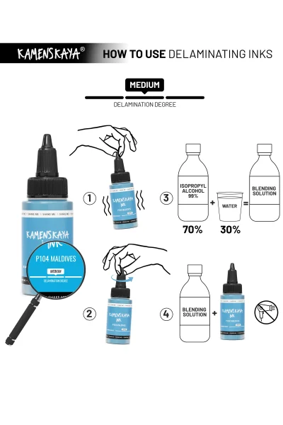 Чернила спиртовые (алкогольные) Kamenskaya Ink расслаивающиеся 40 мл P-104 Мальдивы K-00-00000487