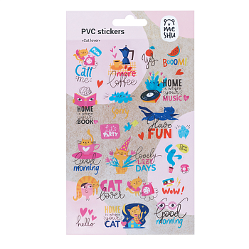 Наклейки ПВХ MESHU "Cat lover", 10*21см, 23 наклейки, инд. уп., европодвес RE-MS_42742