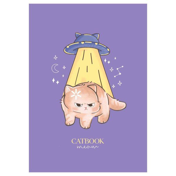 Тетрадь 80л. A5 клетка на гребне MESHU "Cat Book" двойная обложка, матовая ламинация, выб.лак RE-MS_53955